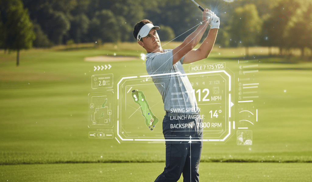 Golfeur avec image futuriste